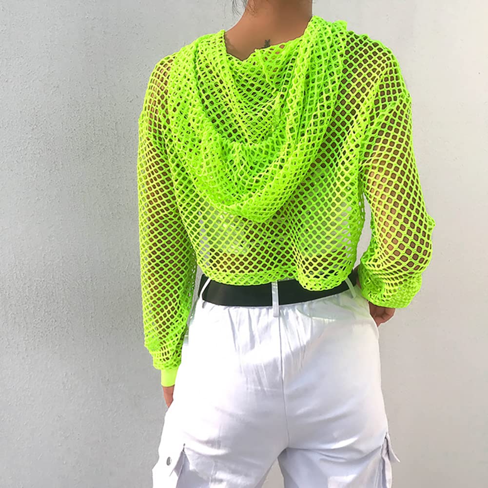 Maglia da donna a maniche lunghe, senza pancia, con cappuccio Streetwear Hip Hop