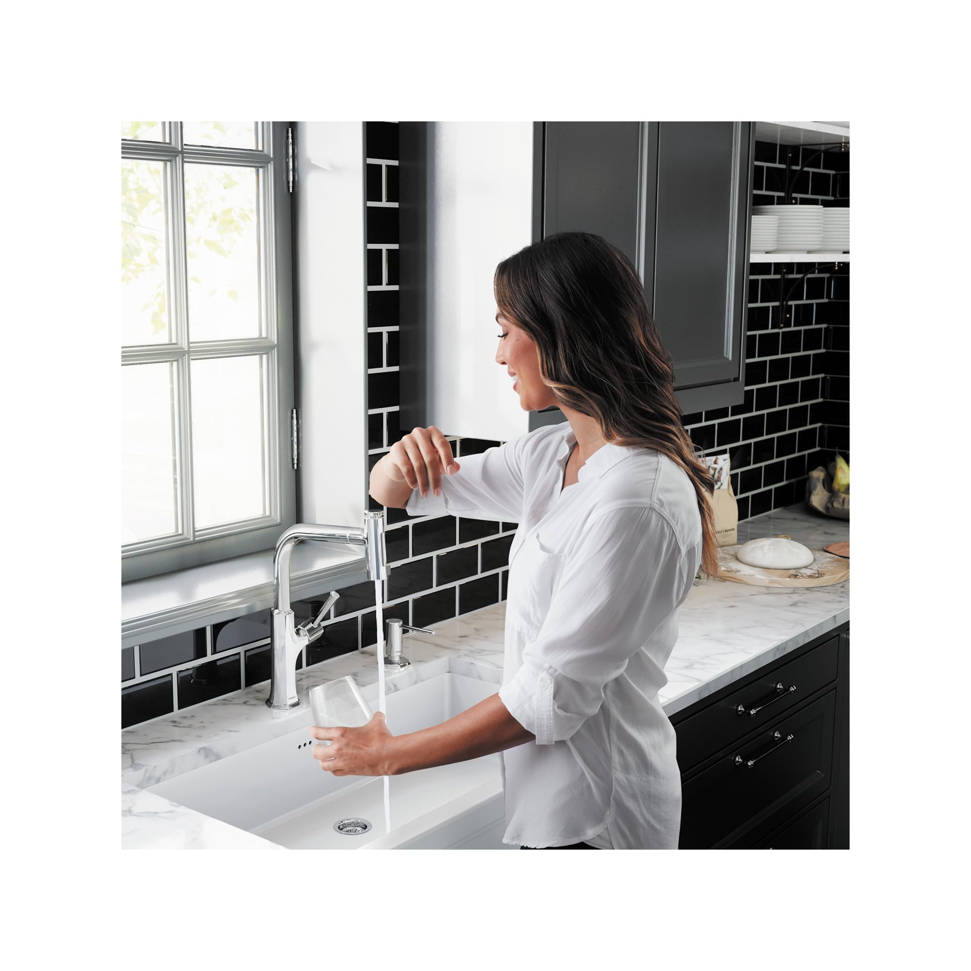 hansgrohe Dispensador de jabón de baño y cocina de 3 pulgadas en cromo, 04857000