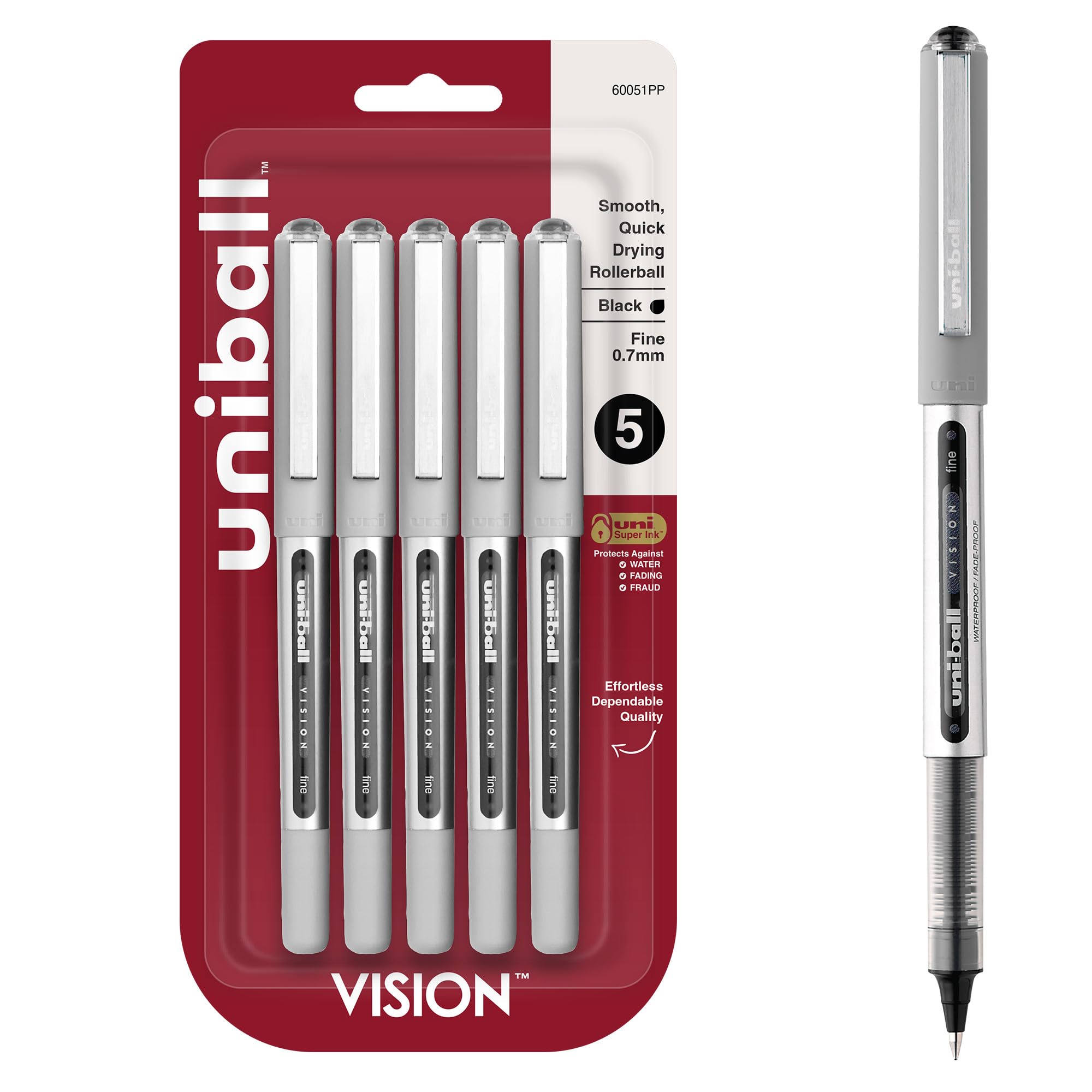 uni-ball VISION .7MM BLACK 5PK