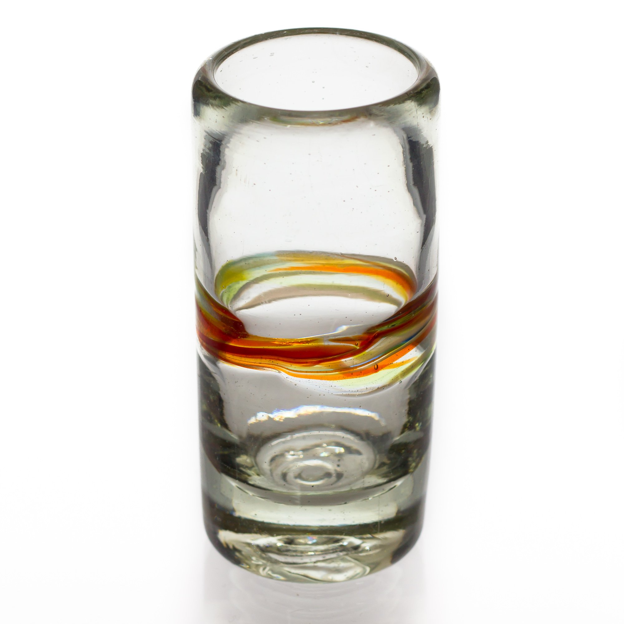 Tumia LAC Verre à Shot ou à Téquila Artisanal - Verre recyclé - Bande Multicolore - par 2 pièces