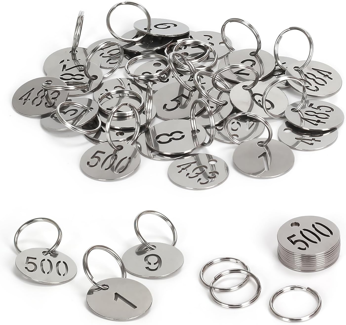 Amazon.com : NumRealm Number Tags with Rings, 25mm 304 Stainless Steel ...