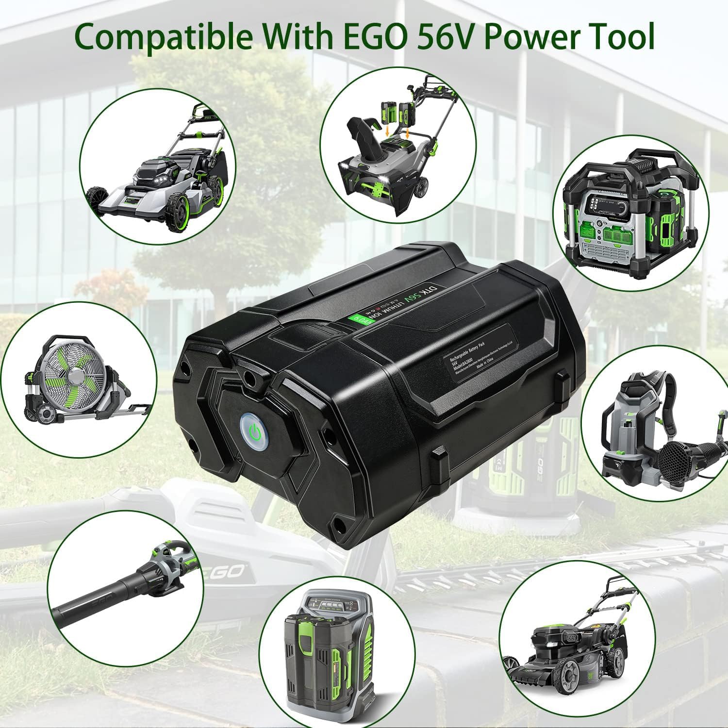 DTK Replacement for EGO 56V Battery BA2800 BA4200 BA1400 Compatible with 56 Volt Power Tools Batteries 5.3Ah