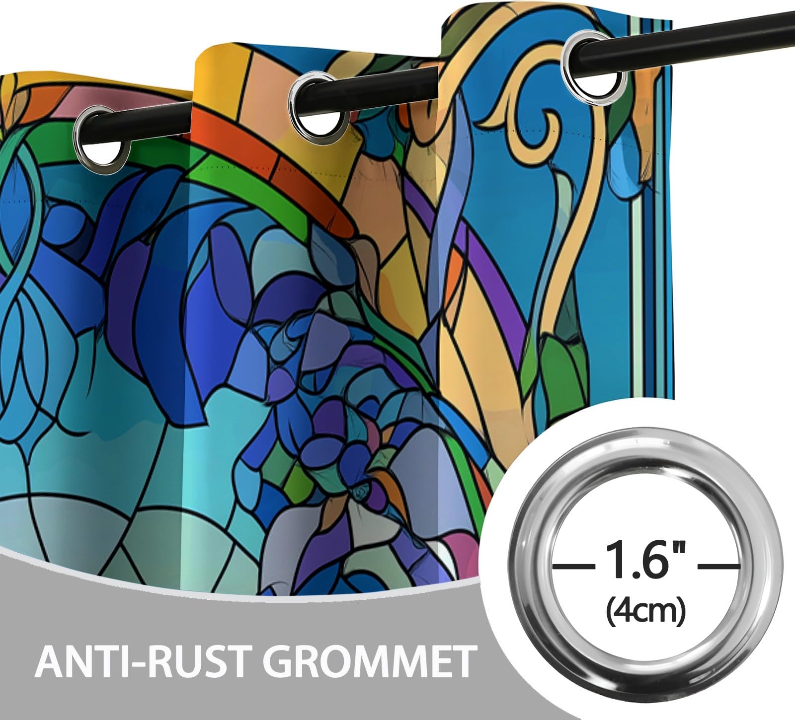 Blattkurvenmuster Teal Verdunkelungsvorhänge, 2er Set Thermovorhang mit Ösen, Blickdichte Gardinen H 260 x B 140 cm für Wohnzimmer Schlafzimmer