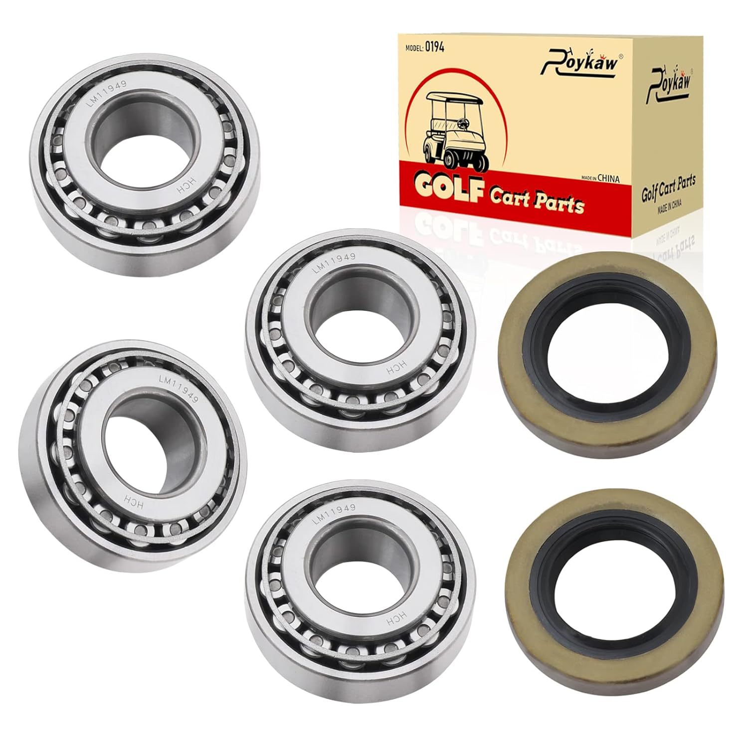 Roykaw Golf Cart Front Wheel Hub Bearings & Oil Seals Kit