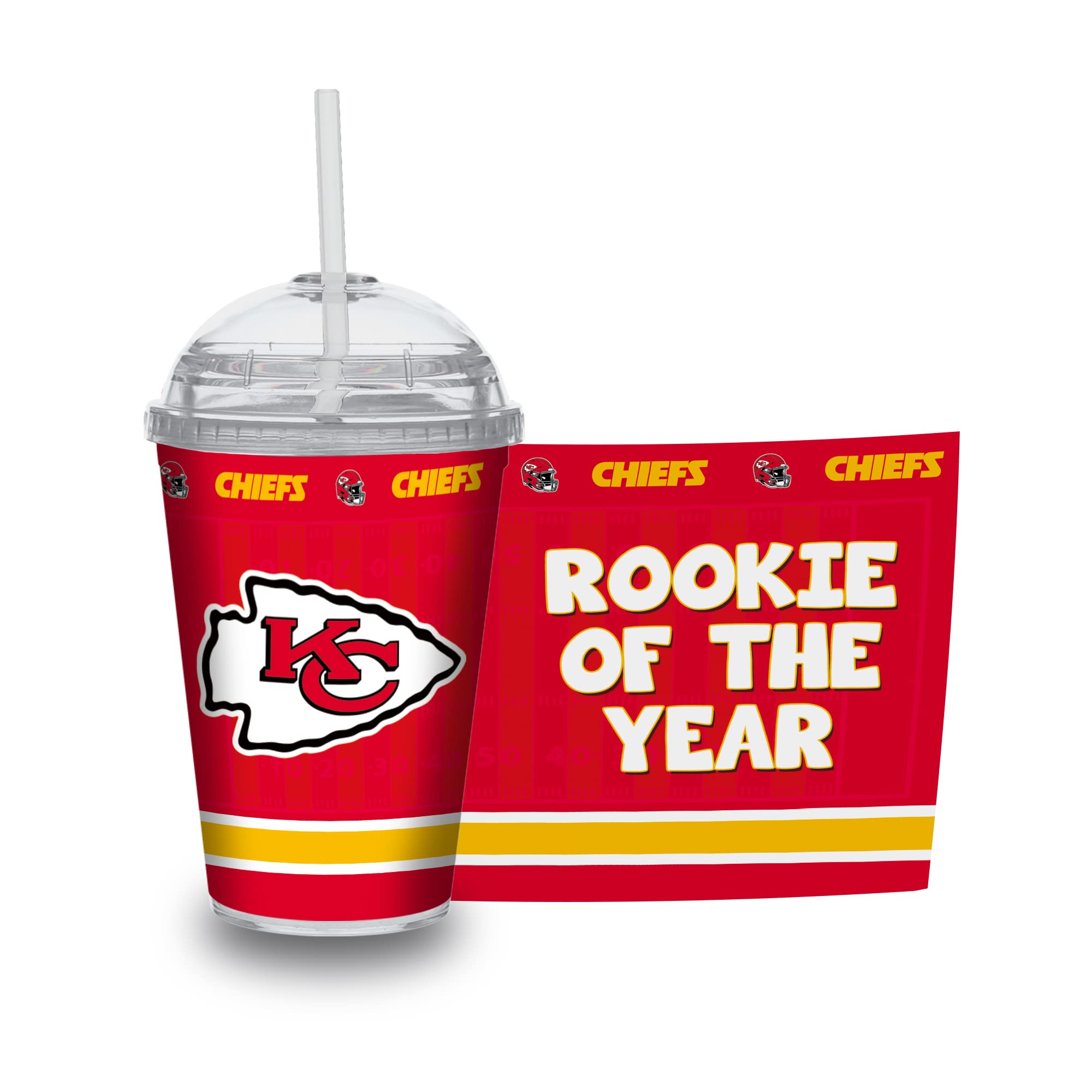 Rico Industries NFL Football Rookie of The Year 12oz Acrylic Tumbler, Youth Tumbler with Swirly Straw