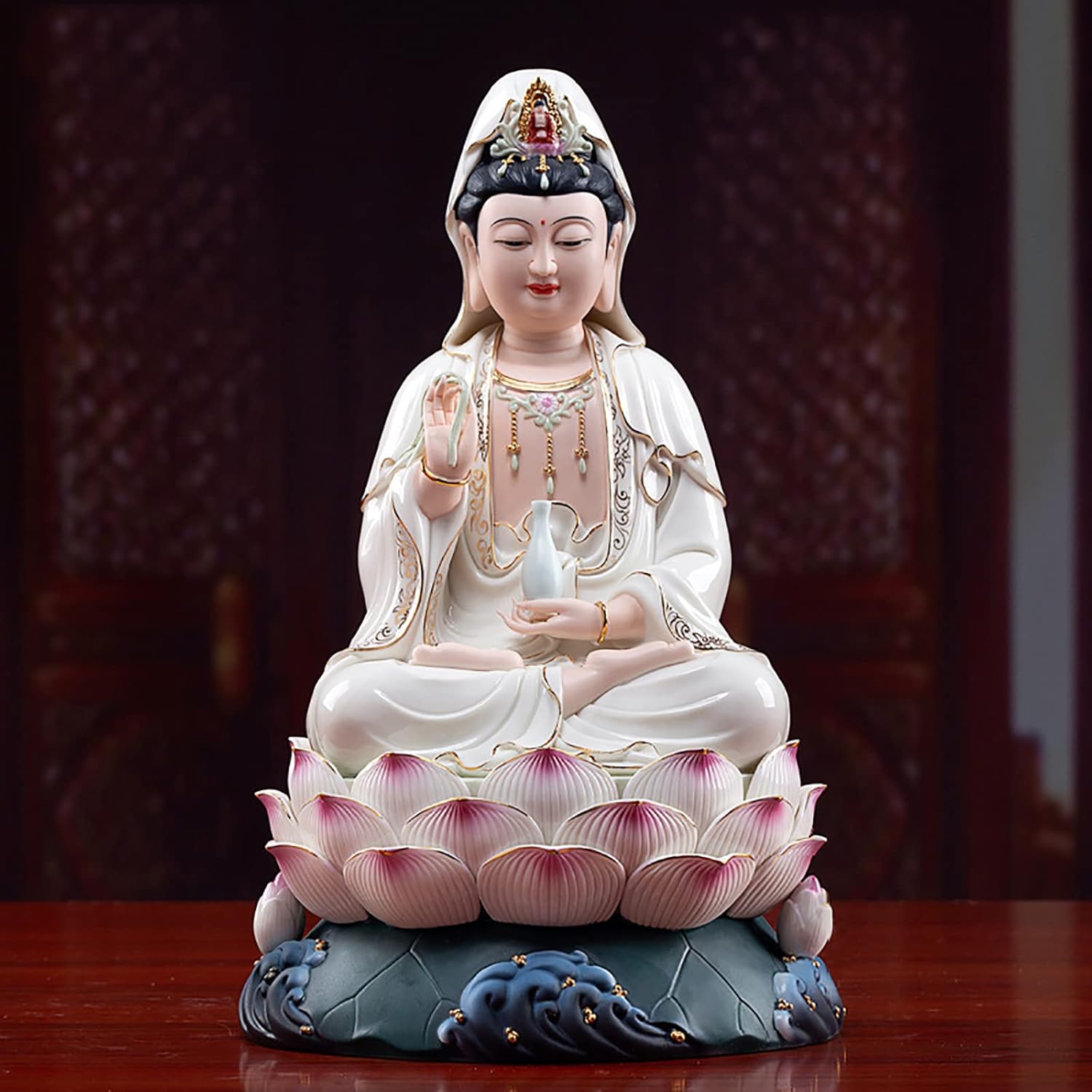 禅の瞑想像 観音 観音 観音 観音仏像-滴る水 観音 慈悲と思いやりの女神-瞑想ヨガスピリット/6181用に手作り (Color :