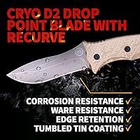 Vista 2 de Off-Grid Knives - Backcountry Coyote V2 Fixed Blade, Cryo D2, Graywash Finish, G10 Scales, Full Tang, Kydex Sheath, Belt Attachment, Camping