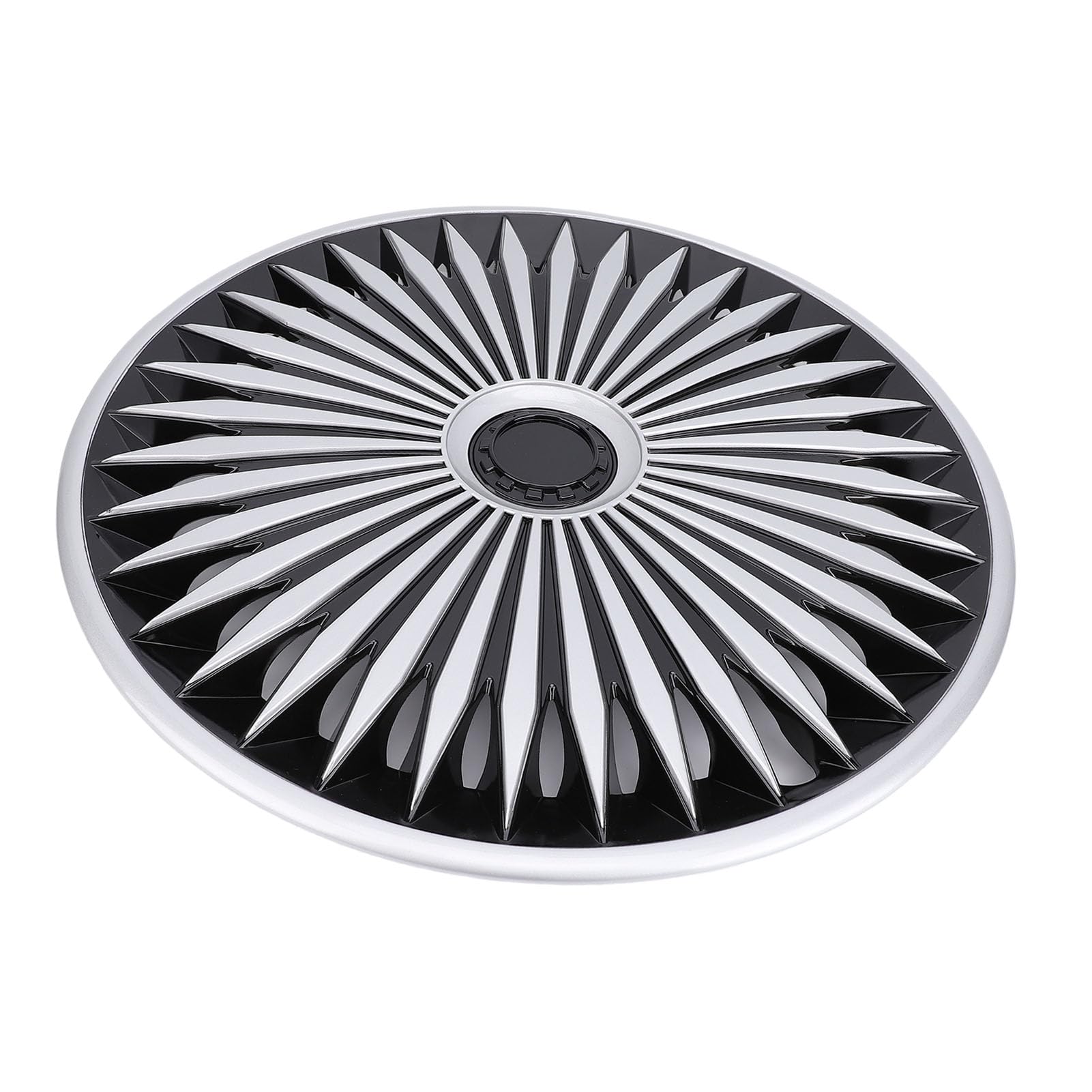 Set mit 4 16-Zoll-Radkappen, Radnabenkappen-Ersatz, Einrastende R16-Radabdeckung für, Ideal für Autokappenschutz-Modifikationszubehör (Silber Schwarz)