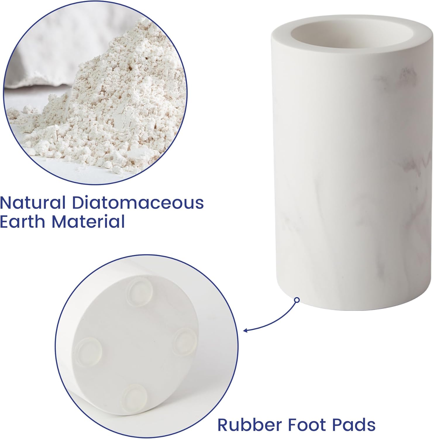 Diatomite Toothbrush Holders for Bathrooms, Electric Tooth Brush and Toothpaste Holder for Bathroom Countertop, Marble White Toothbrush Organizer Bathroom Accessories - Image 6