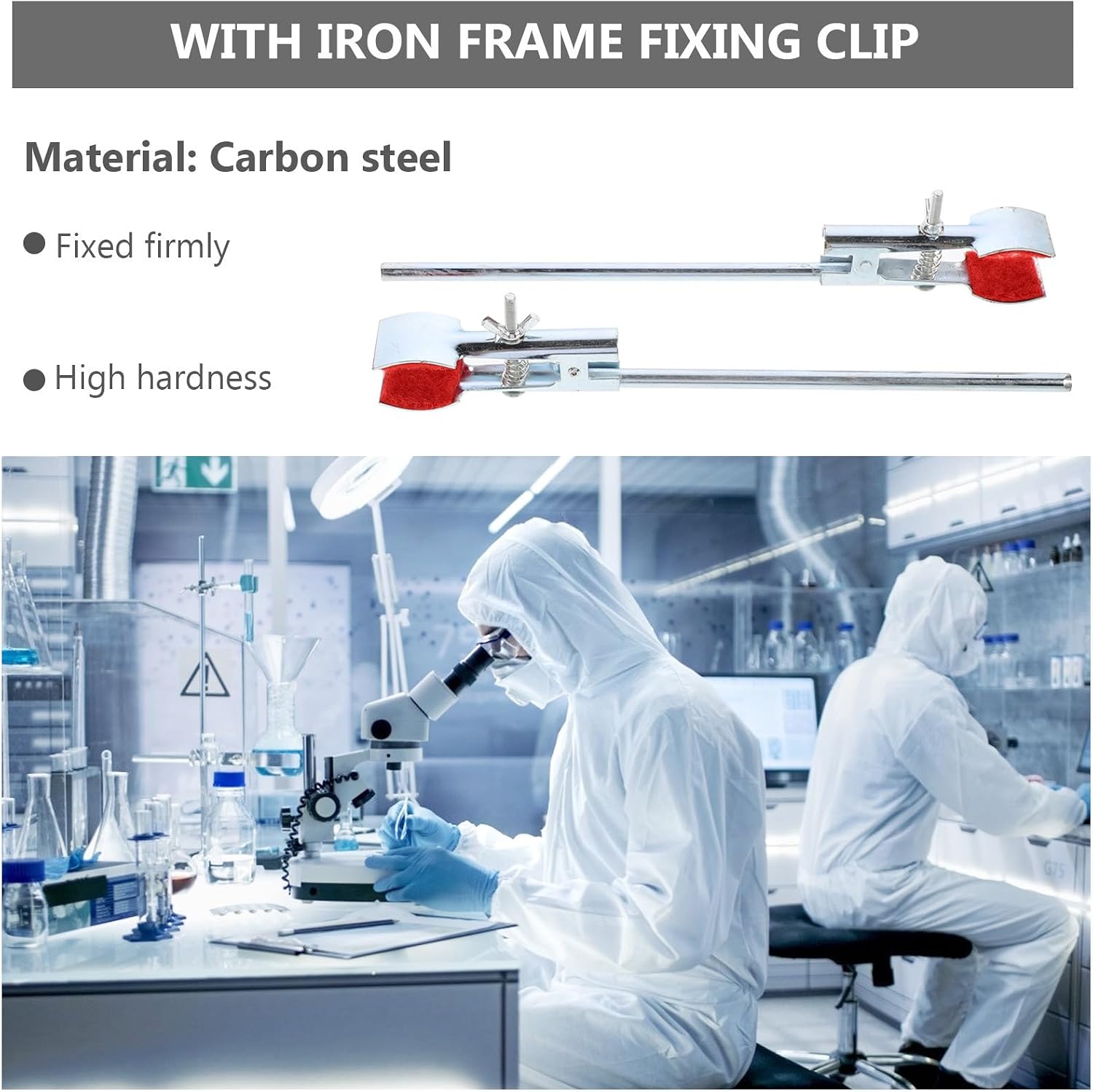 2pcs Laboratory Flask Clamp Beaker Clamp Holder Triangle Clips for Lab Rack Fixing Support Professional Equipment