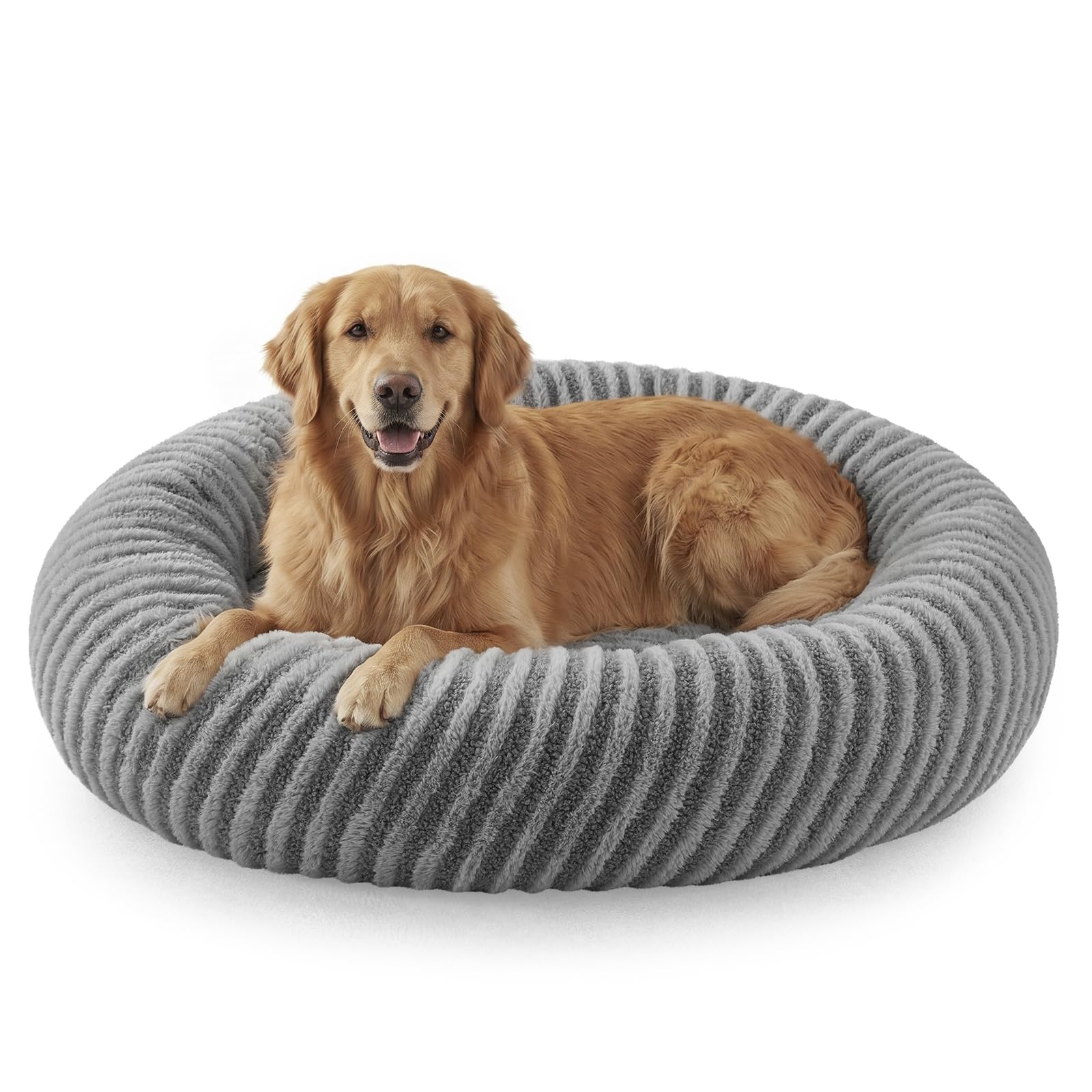 Pawk Hundebett Mittelgroße Hunde Rund, Donut Hundebett Katzenbett Waschbar, Kuscheliges Hundekorb Weich rutschfest, Kaninchenimitat-Plüsch & Teddy-Fleece Hundekorb