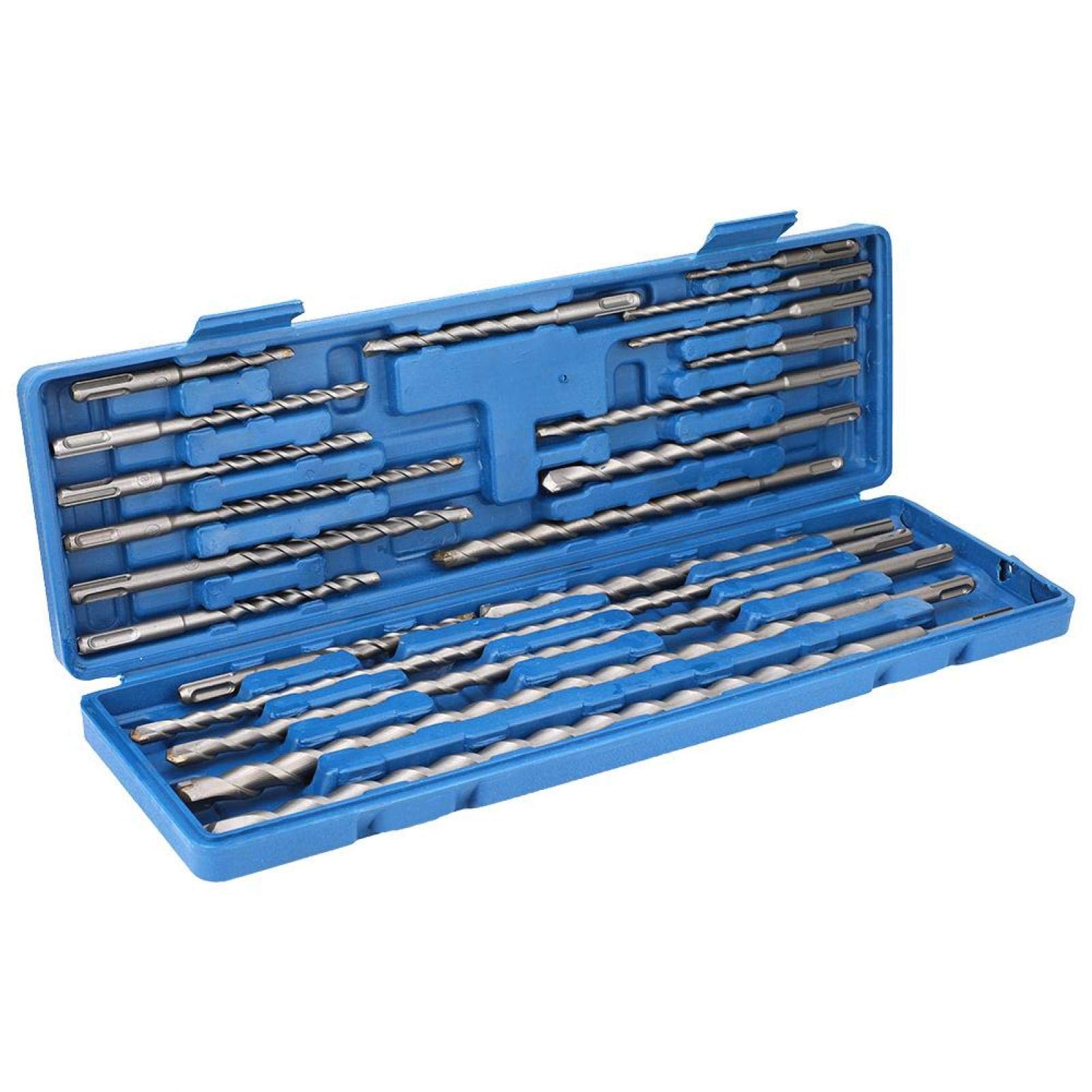 Juego de herramientas de cincel, 20 piezas de brocas, juego de cinceles SDS con estuche de almacenamiento portátil, ladrillos de perforación, piedra de pared de mampostería de hormigón para una perfor