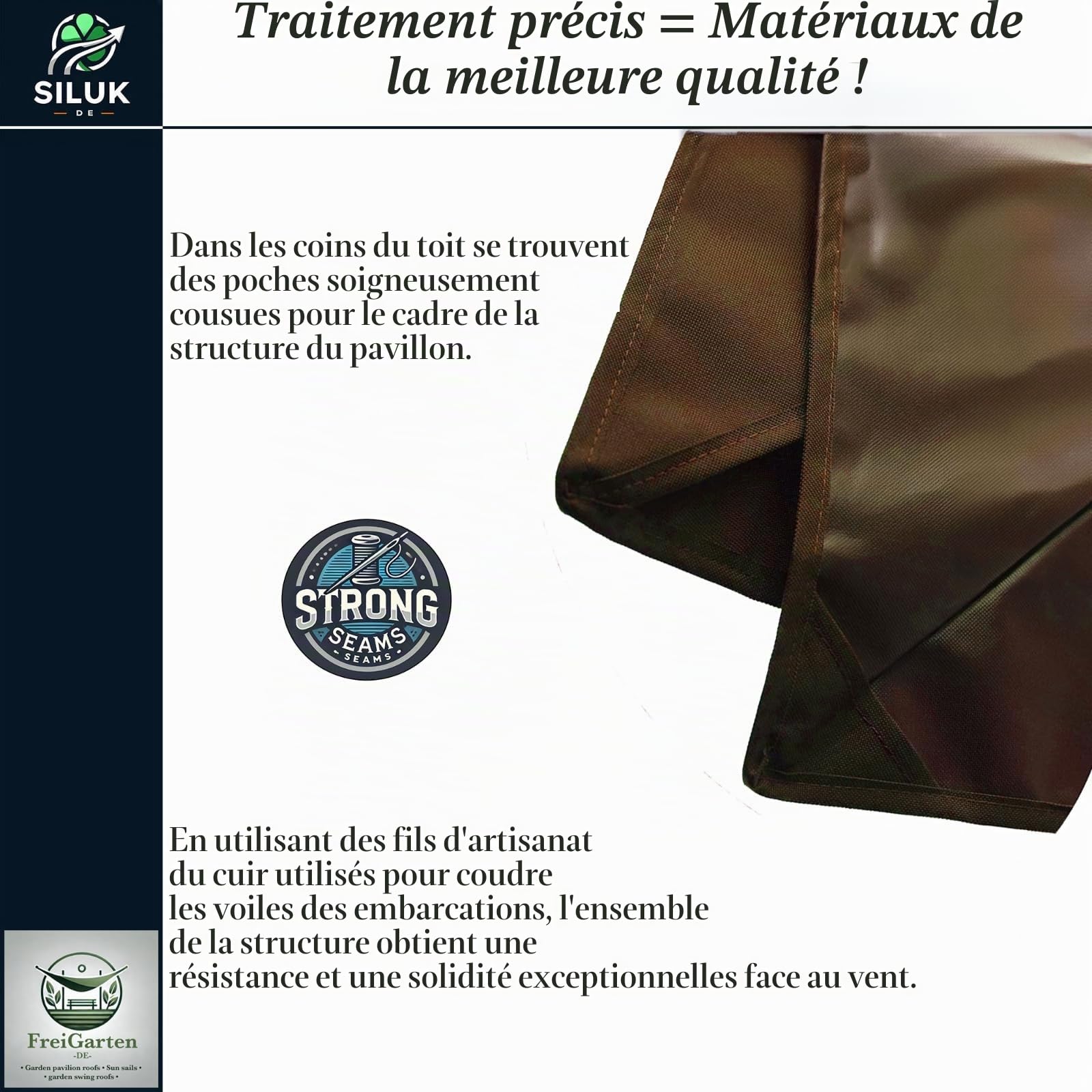 Toit de remplacement pour gazebo, 3 x 4 m, imperméable, matériau : Panama PVC Souple 370 g/m², ultra résistant, modèle 7 (marron)