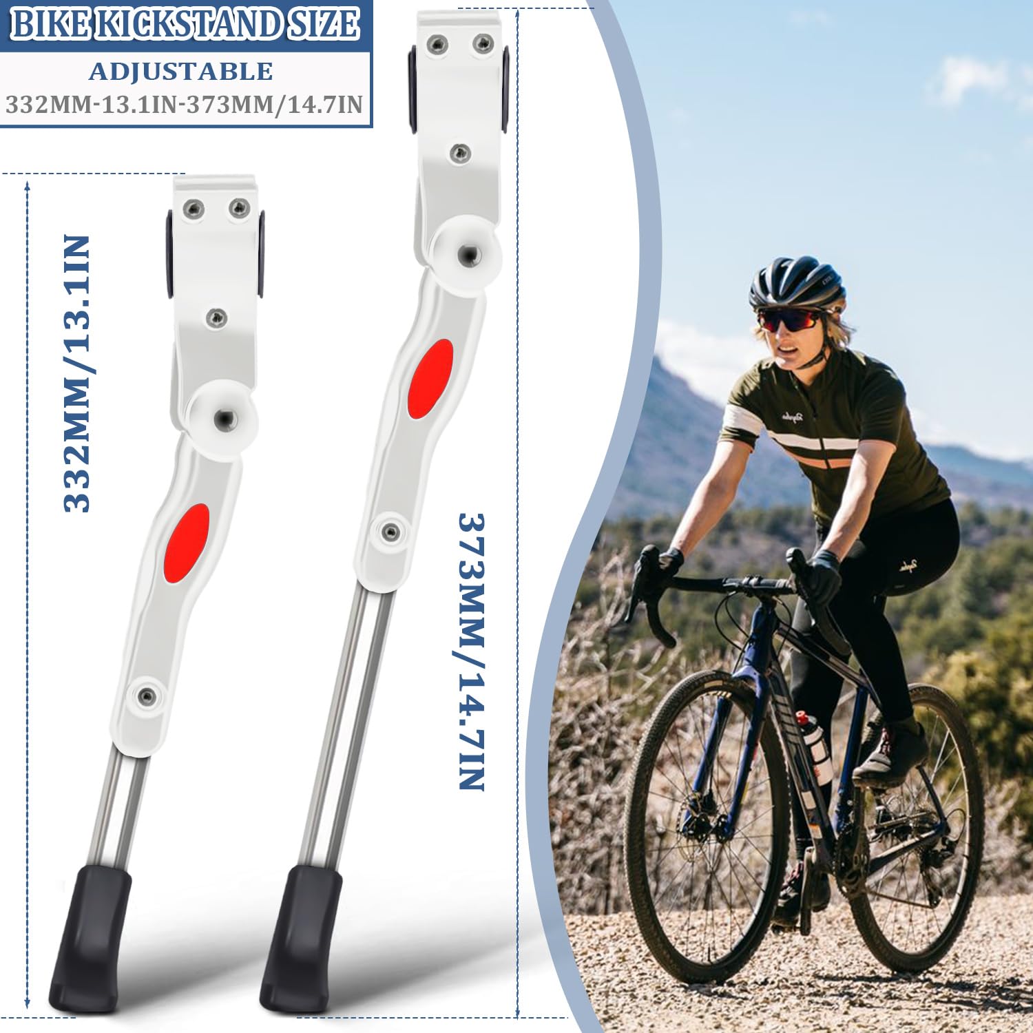 Cavalletto per bicicletta da 24 – 28 pollici, regolabile in altezza, supporto per bicicletta, universale, con piedini in gomma antiscivolo per mountain bike, e-bike, bici da corsa
