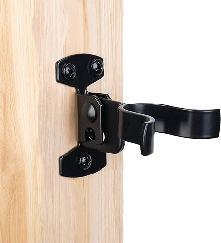 Miniatura 7 de Pestillo de horquilla de cadena de 1-38 pulgadas con parte trasera plana de 1-38 pulgadas, pestillo de horquilla de puerta negro con agujero de