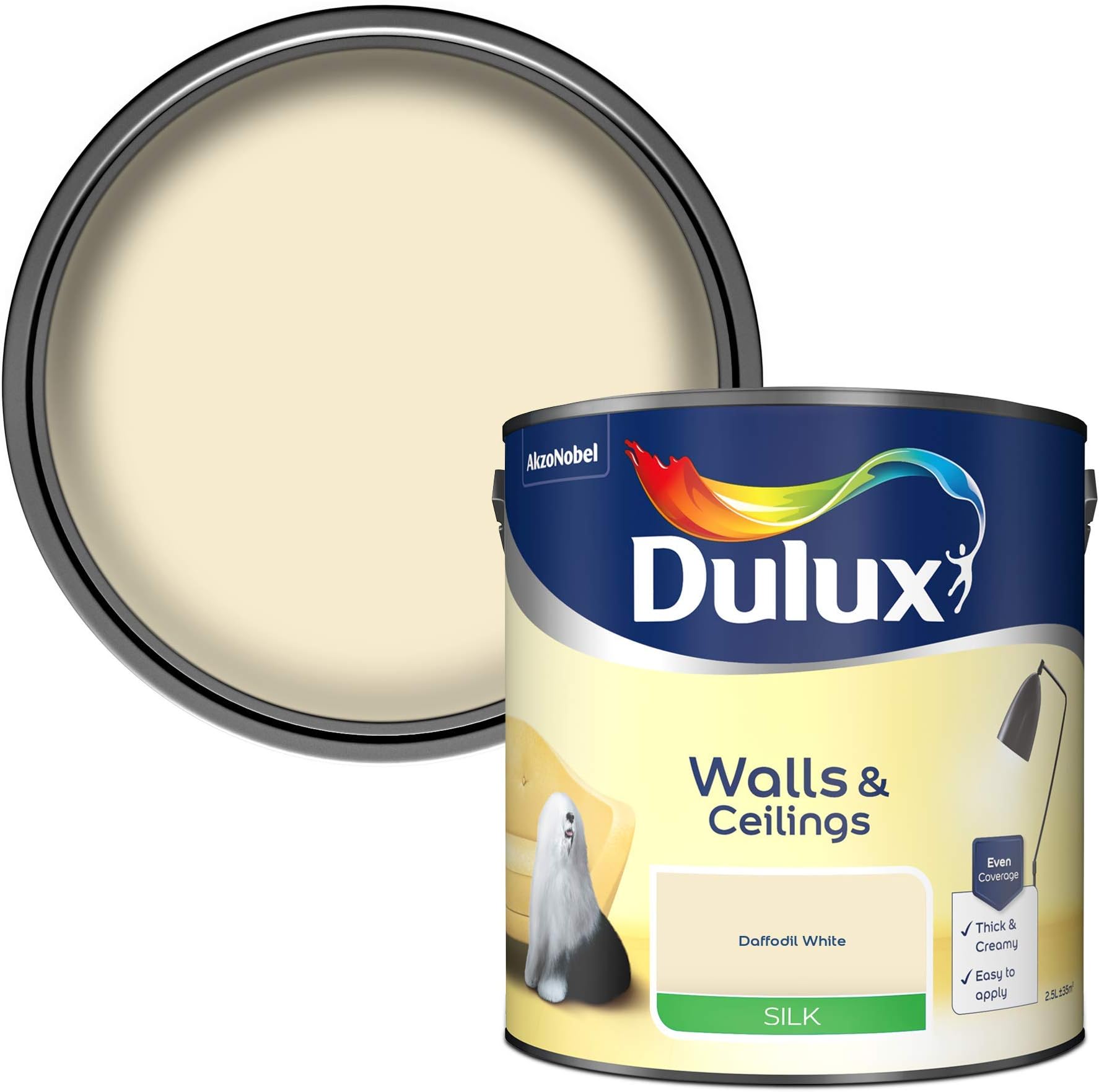 Dulux 500007 Silk Emulsion Paint For Walls And Ceilings Daffodil