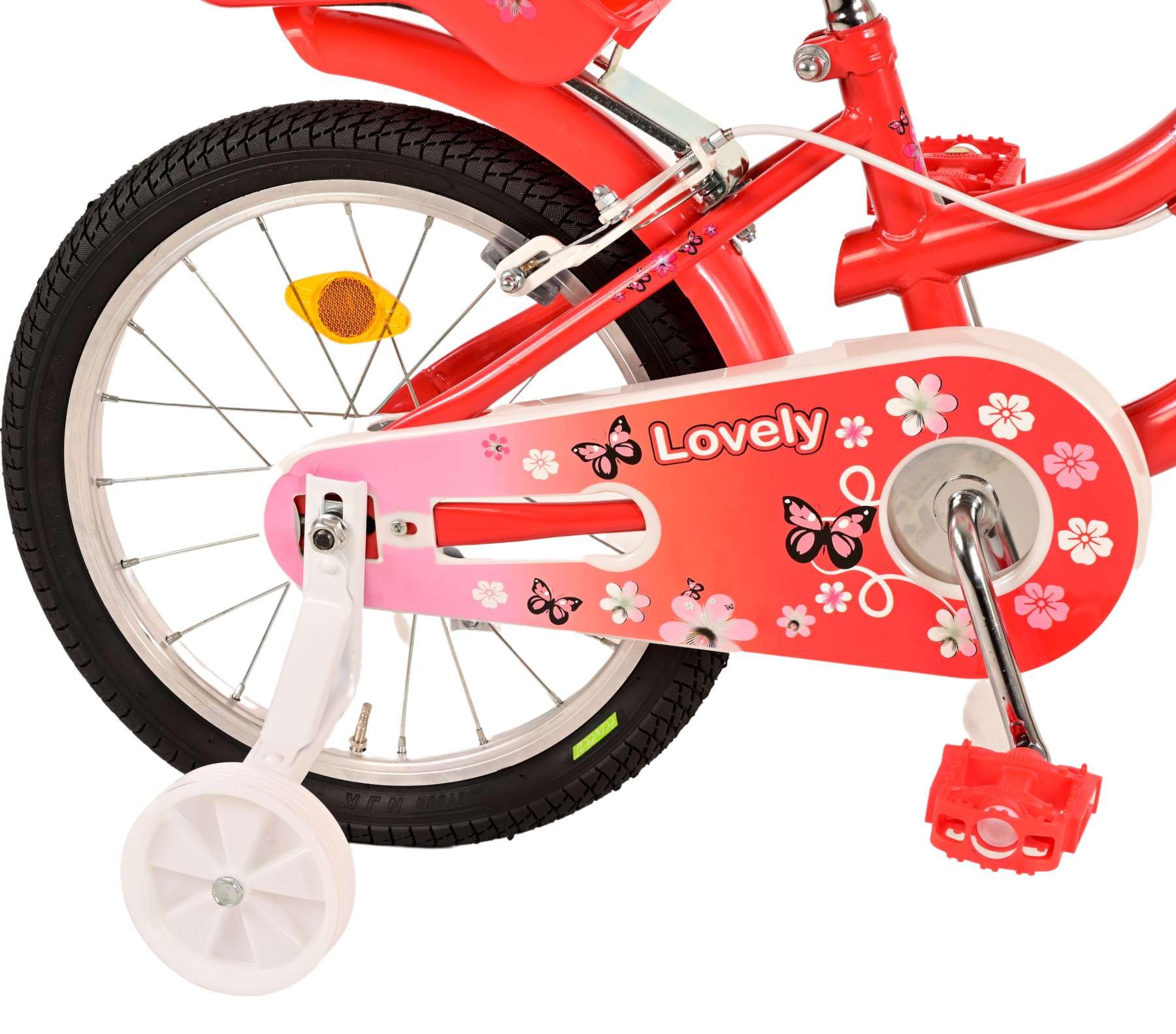 Volare Lovely Vélo Enfant - Fille - 16" - Rouge Blanc - 2 Freins à Main