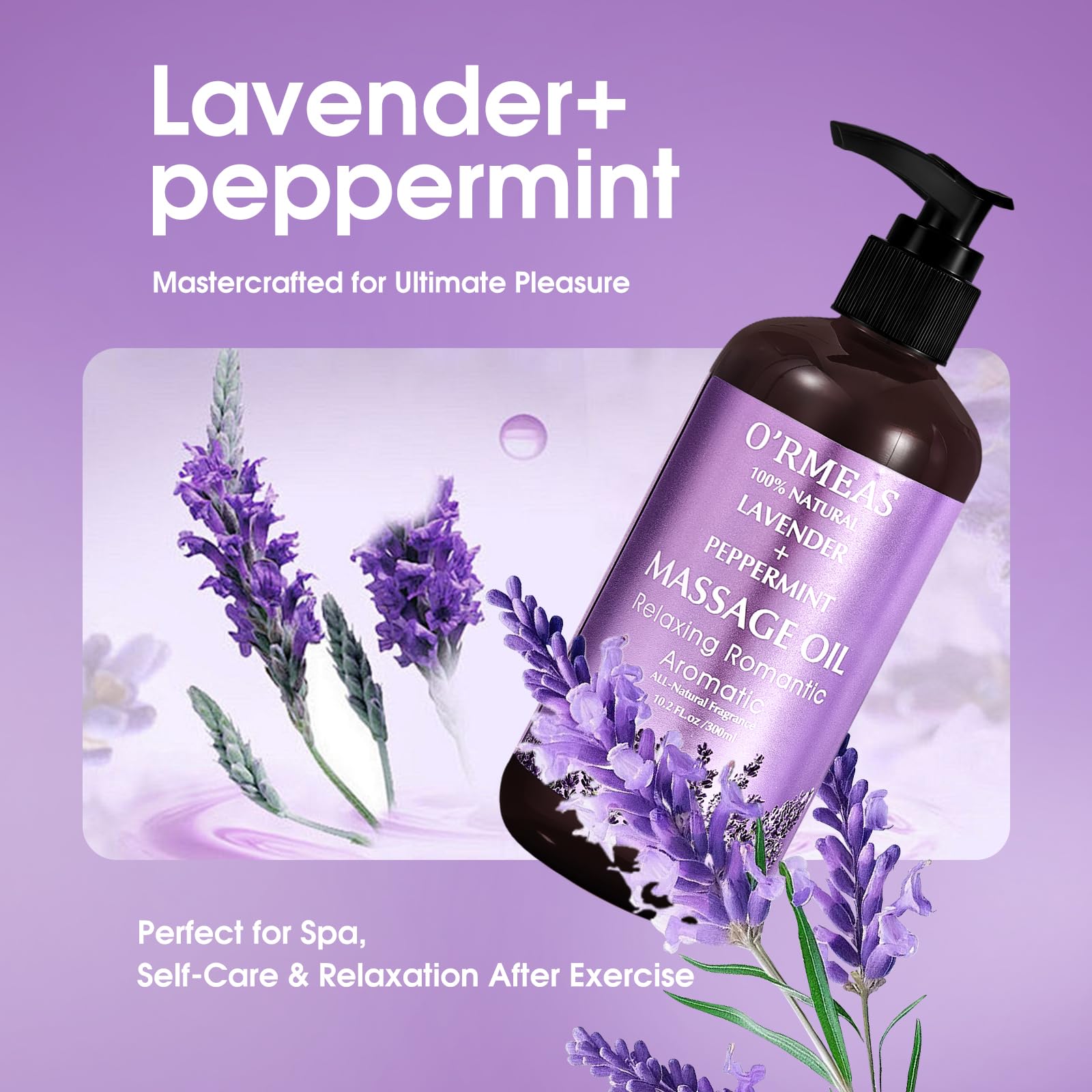 Smarxin Aceite de Masaje para Calentar, Relajar, Masajear y Aliviar el Dolor de las Articulaciones, Aceite Corporal Hidratante de Lavanda y Menta, Unisex, 10.2 fl.oz