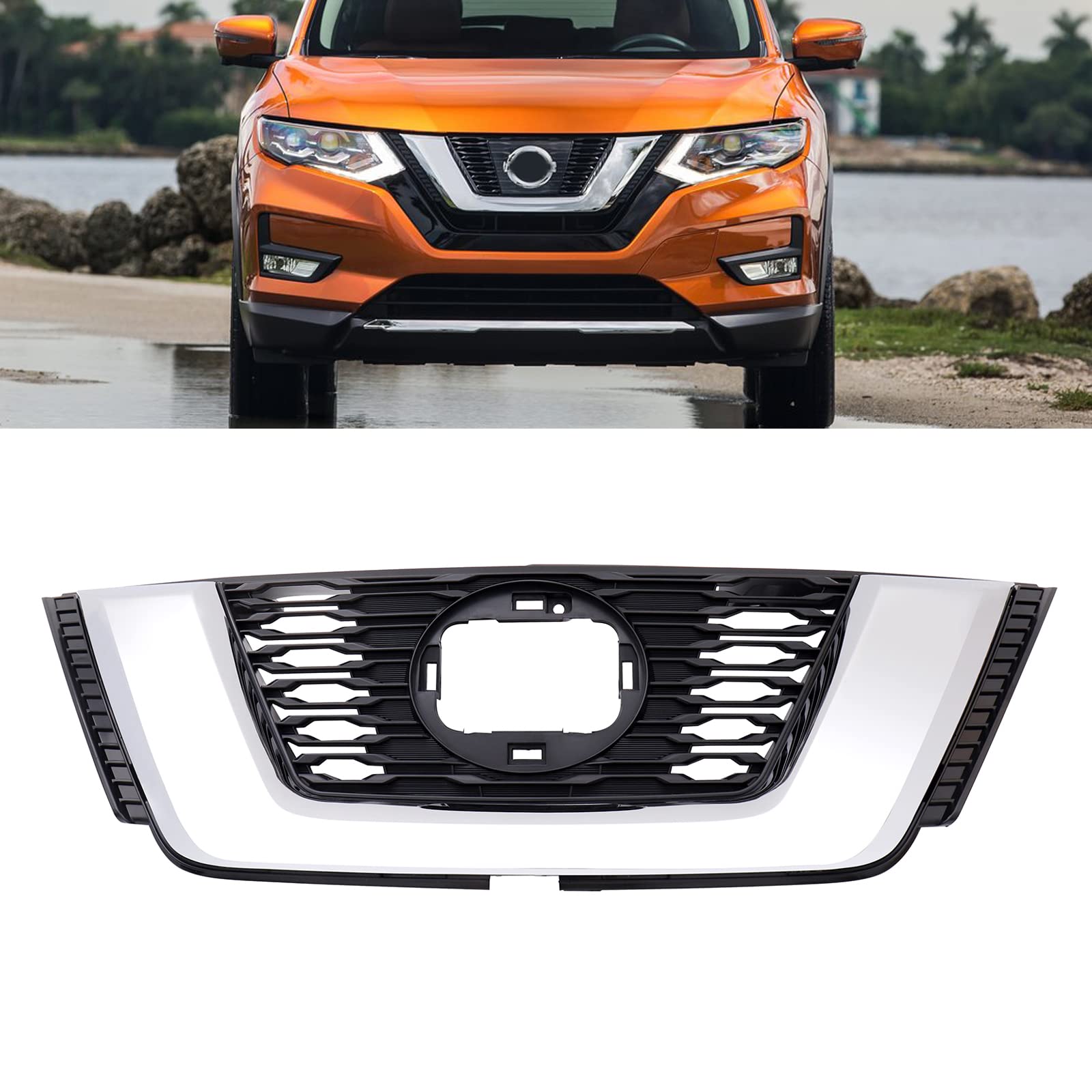 Front Upper Black Chrome Grille For 2017-2018 Nissan Rogue Sport S Sv Sl P 355496270