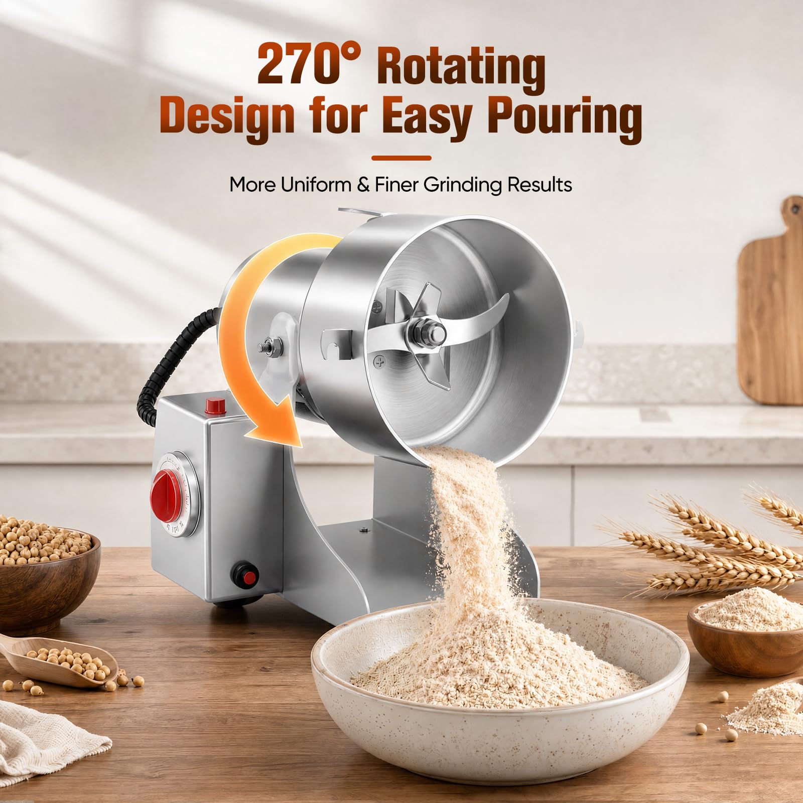 Molinillo de granos 800 g, 3500 W, 30000 RPM, eléctrico de especias con temporizador 5 min y tamiz, acero inoxidable, para hierbas, frutos secos, granos de café, uso doméstico y comercial