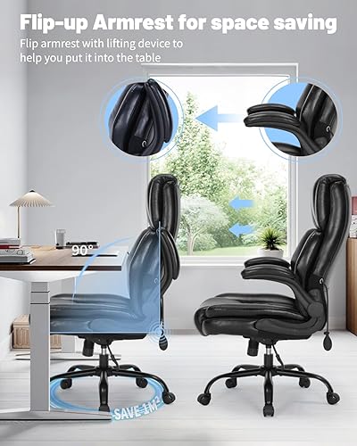 Miniatura 4 de Silla de oficina grande y resistente de 600 libras, silla de oficina grande y alta para personas pesadas, silla de escritorio ejecutiva con soporte
