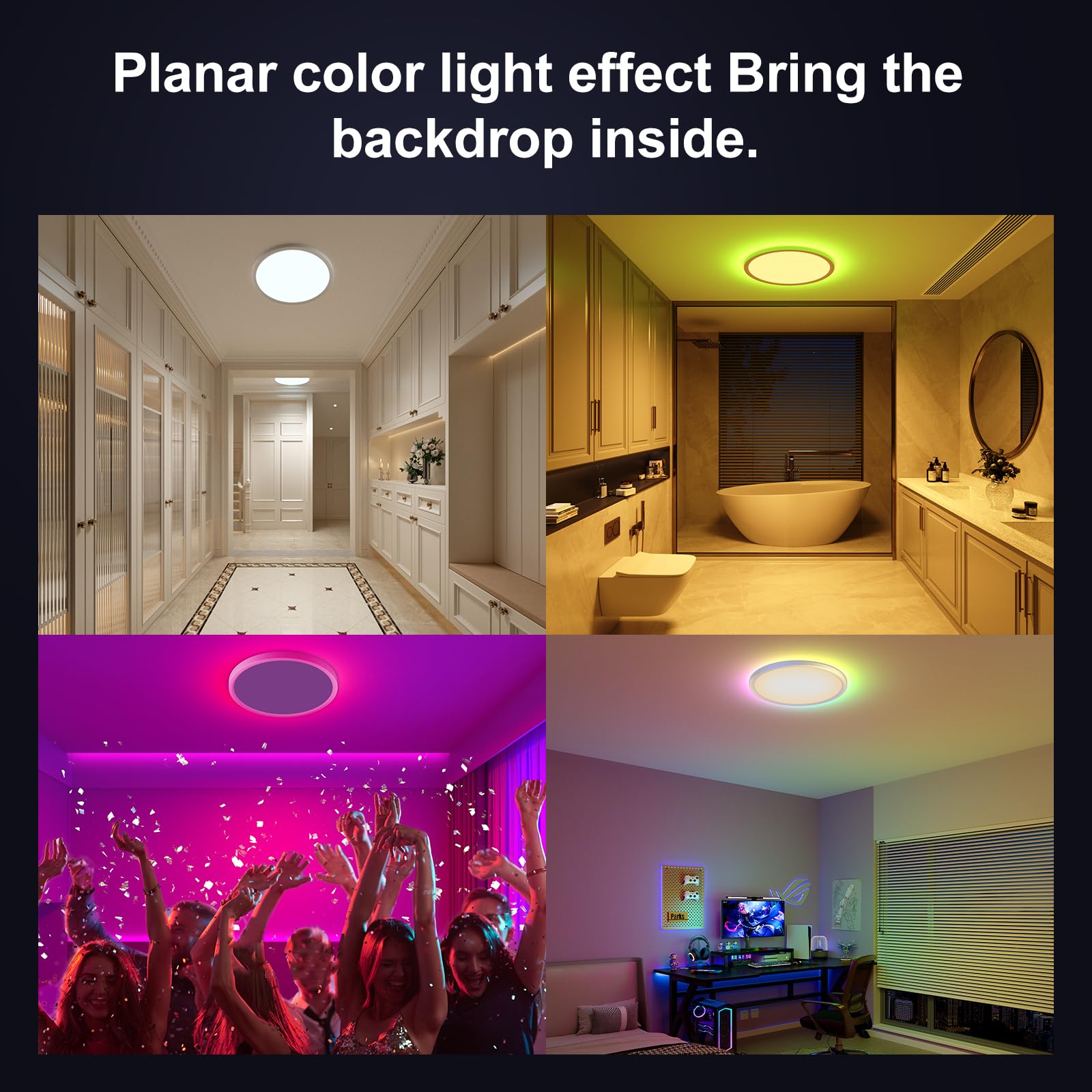YiLaie Plafonnier LED Dimmable Télécommande,24W RGB Rond luminaire plafonnier,2700LM éclairage de plafond,3000K-6500K Lampe Plafond Moderne Pour Salle de bain,Salon,Chambre,Etanche IP44,Ø30CM