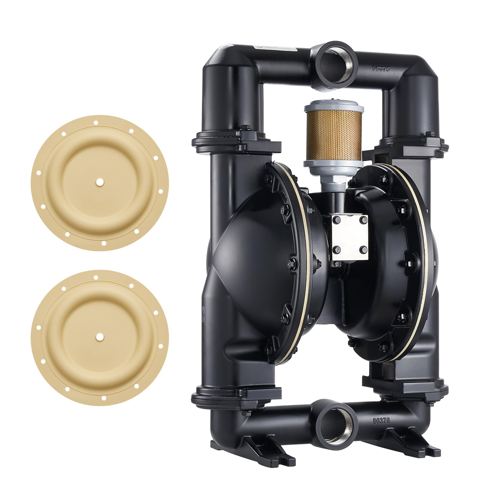 VEVOR Air Operated Double Diaphragm Pump, 158 GPM, 2 inch Inlet &amp; Outlet Pneumatic Waste Oil Transfer Pump, Max 114 PSI, Aluminum Alloy Body, Air-Operated for Diesel, Grease, Kerosene, Gasoline &amp; Oil