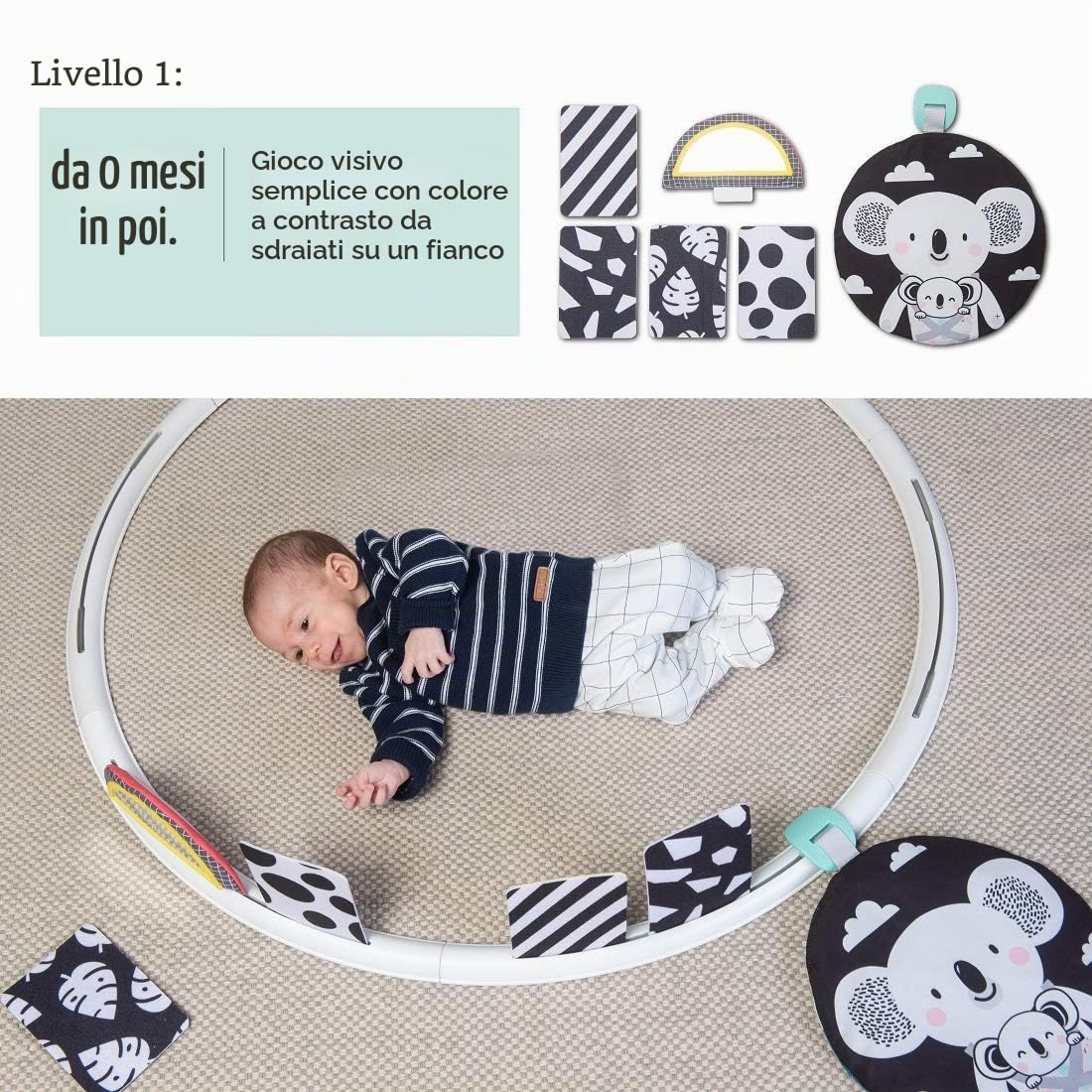 Taf Toys All Around Me Activity Hoop. Developmental Hoop, Perfect for Newborns & Up, With 24 Developmental Activities. Designed To Promote Baby’s Senses, Motor Skills & Cognitive Development.