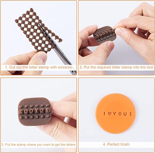 Miniatura 7 de PAGOW Juego de sellos de letras de arcilla artesanía hecho a mano doble pequeño alfabeto perforador sangría cortador de forma circular redondo