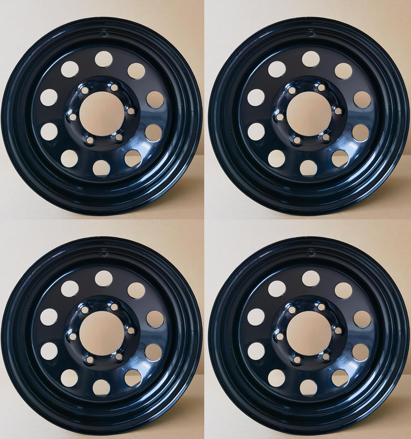 4-Pack 15x6, 6x5.5 Black Modular Trailer Wheel, Steel Trailer Wheel 15x6, 6 on 5.5
