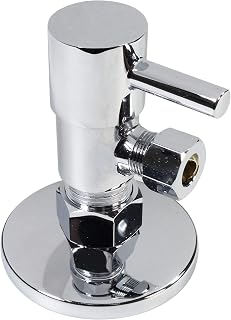 Westbrass A105QR-26 Round Lever 1/4-Turn Angle Stop 1/2" Copper x 3/8" Compression, Polished Chrome