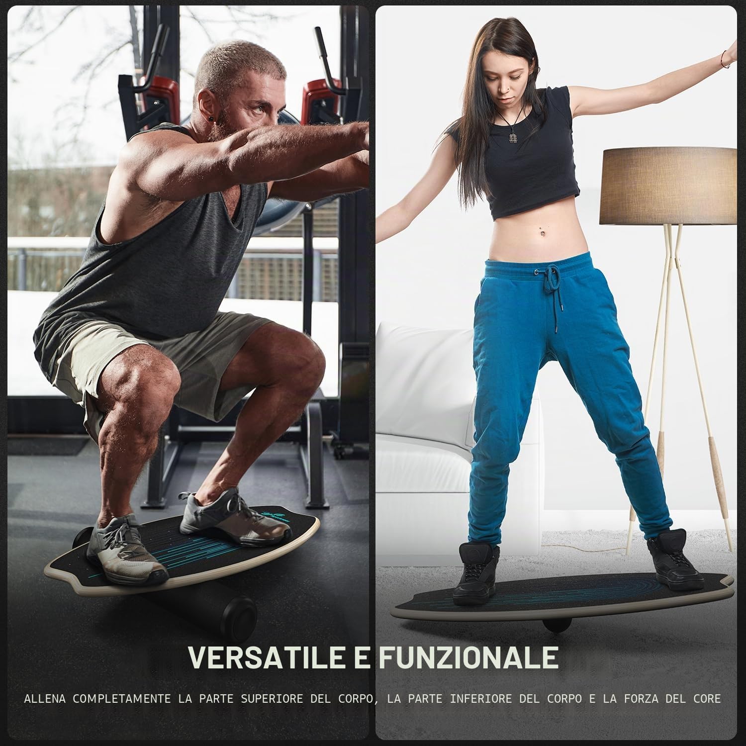 Balance Board in legno: Sportneer, skateboard, tavola da surf indoor e allenamento di equilibrio per bambini e adulti