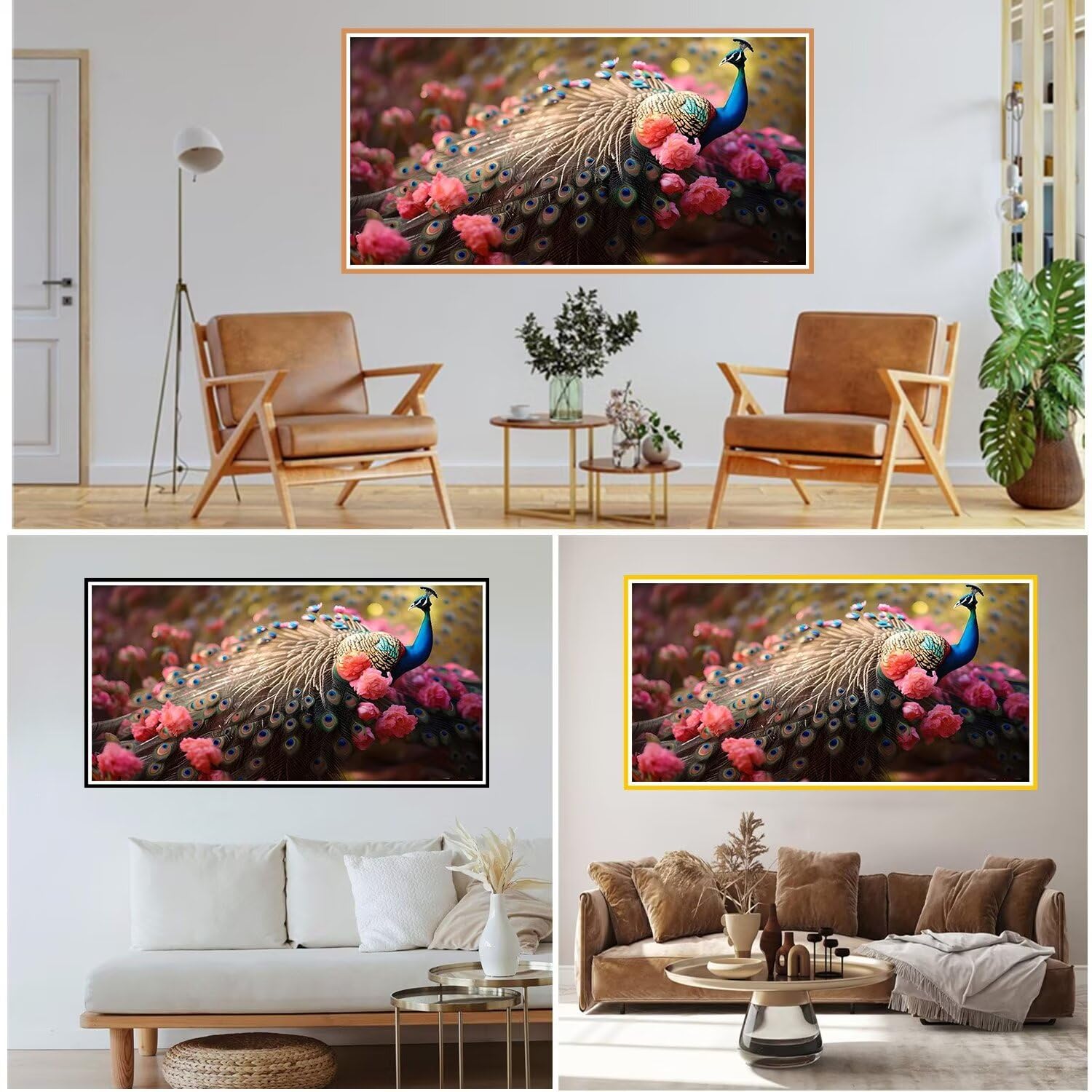 Zaafeen Zestawy do malowania diamentami dla dorosłych, różowa magnolia, kwiat 5D, duży diament, sztuka, pełne akcesoria, pełne akcesoria, pełne wiercenie, kryształ górski, haft obrazy, rękodzieło, sztuka do dekoracji ścian domu, 60 x 180 cm