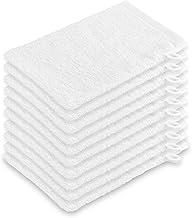 ZOLLNER 10 manopole da bagno in 16x21 cm - guanti assorbenti e morbidi in cotone - lavabili a 95°C - con pratico gancetto -bianco - qualità alberghiera