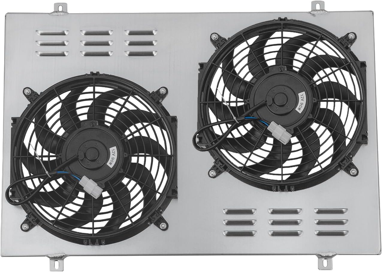 Radiator Electric Fan + Shroud + Relay Compatible with 1985-1997 Ford Bronco F150 F250 F350 4.9L 6 Cyl