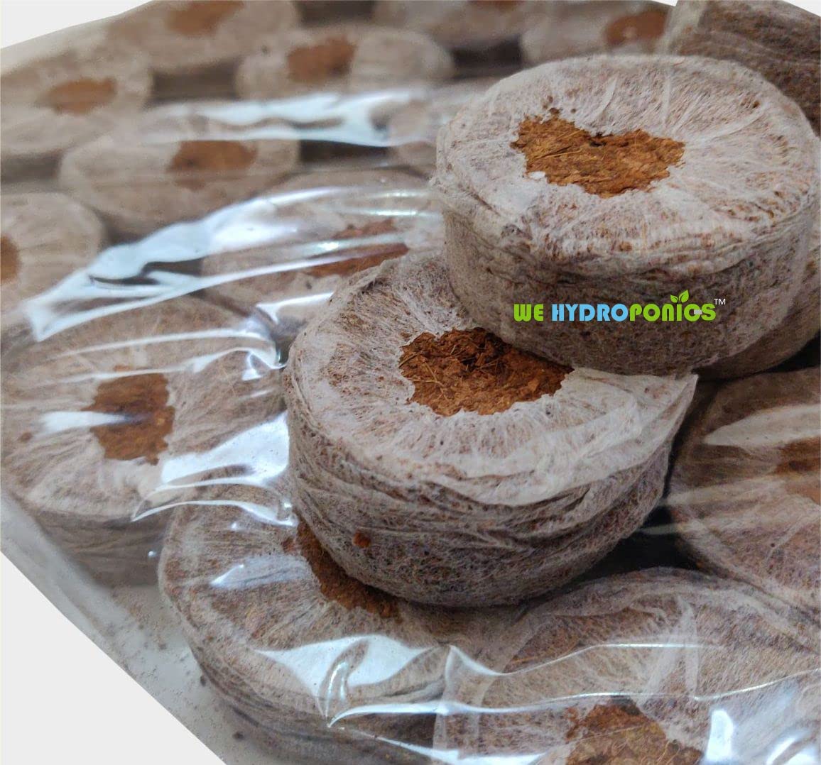 WE Hydroponics Jiffy Coco Pellets/Coco disc/Coco Coin 50mm - Set of 35, Hydroponics Growing Medium
