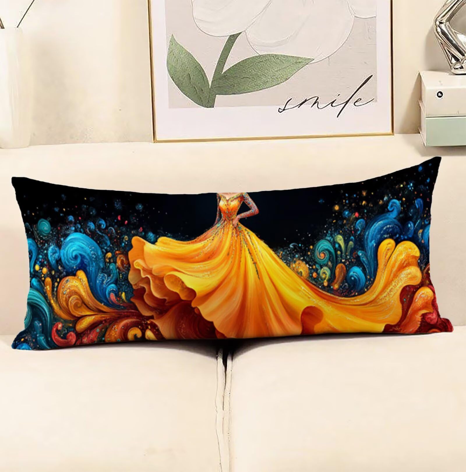 Seitenschläferkissen Bezug 60 x 180 cm Farbe Seitenschläferkissen mit Unsichtbarem Reißverschluss, Samt Atmungsaktiv und Weich Schwangerschaftskissen Body Pillow Frau, für Deko Wohnzimmer Sofa R-600