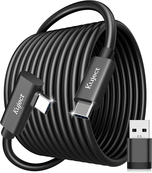 Kuject Compatible for Quest 3/2/Pico 4 Link Cable 6M USB 3.0 Type C to C, Nylon Braided Long PC Connect Power Data Extension Charging Cord, Great Virtual Reality Gaming Accessories for Oculus Quest - 1