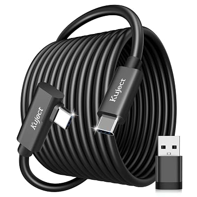 Kuject 16FT Link Cable for Quest 3S/3, Quest 2/Pro, Pico 4, VR Headset Accessories Cable for Rift S/Steam VR Games, USB 3.0 Type C to C High Speed Data Transfer Charging Cord for Gaming PC