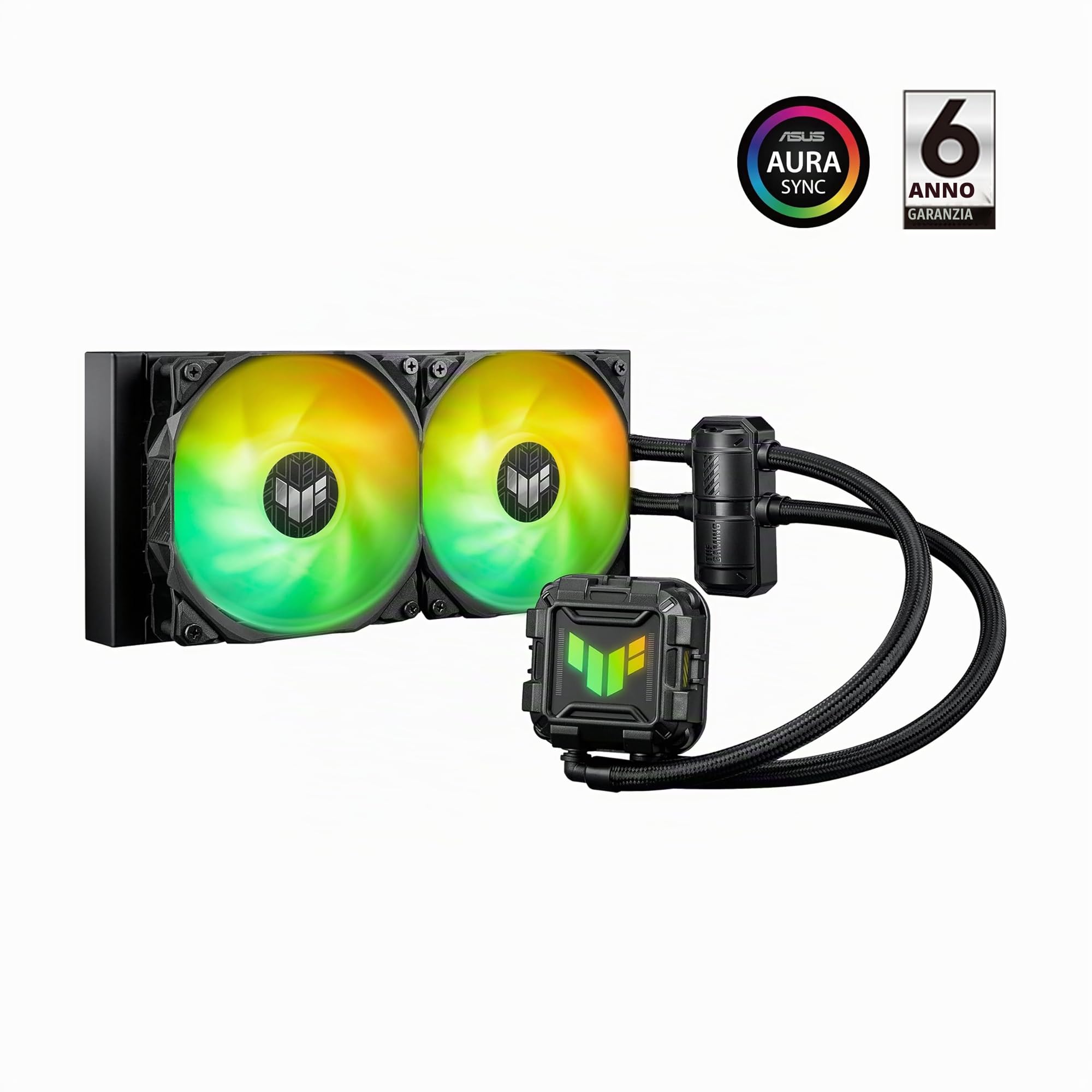 ASUS TUF GAMING LC II 240 ARGB, Dissipatore AIO a Liquido, Nero, 2 Ventole | Sistema di Raffeddamento della CPU, Ventole TUF Gaming ARGB da 120 mm, Aura Sync, Supporto Intel LGA 1700 e AMD AM5