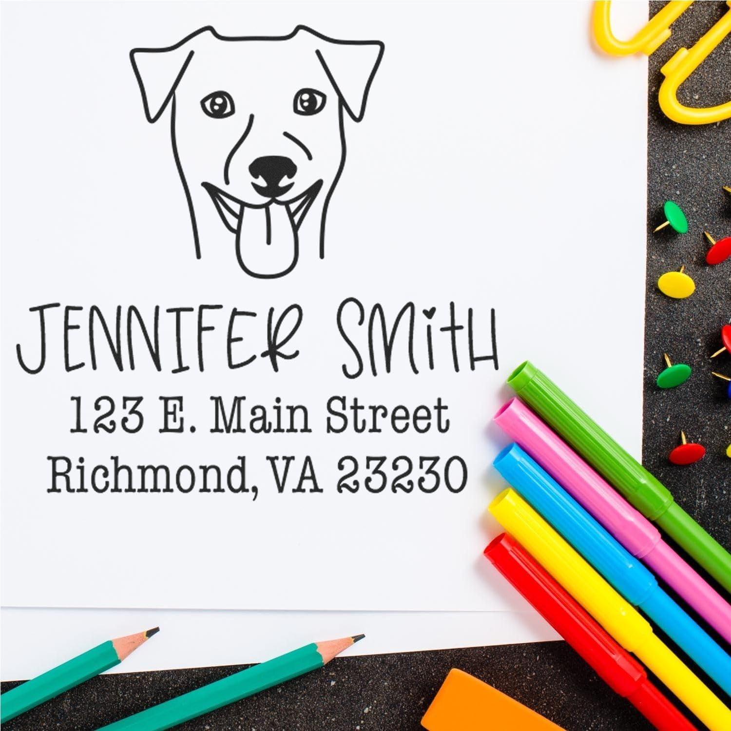 Personalized Rhodesian Ridgeback Address Stamps for Families | Custom Mailing Address Stamp Unique Design | Self-Inking Square Return Labels for Fundraising Letters & Dog Rescue Support, 1-5/8