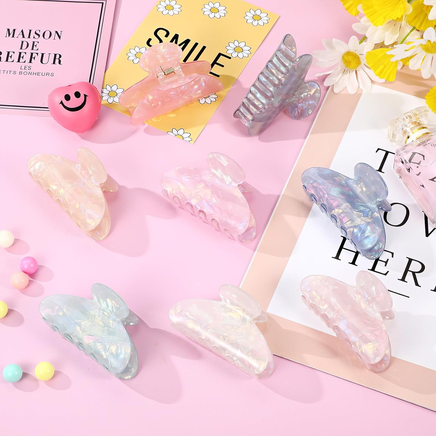 32 Pcs Large Acrylic Hair Claw Clips Bulk for Women Cute Non Slip Jaw Clips for Thick and Thin Hair (Mermaid Color)