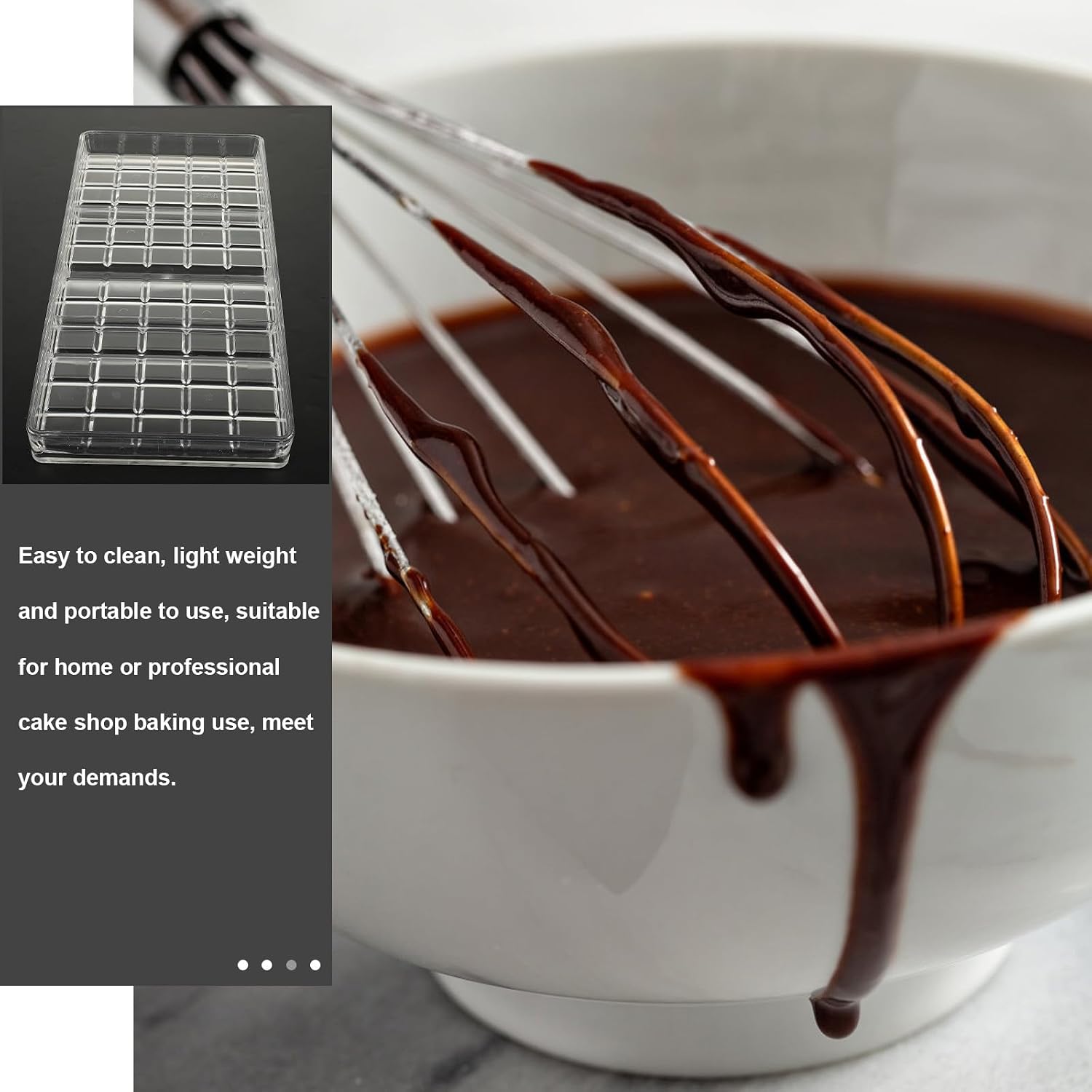Polycarbonate Square Chocolate Mold Tray for Candy Making, Reusable Hard Chocolate Candy Molds Suitable for Dessert and Homemade Treats