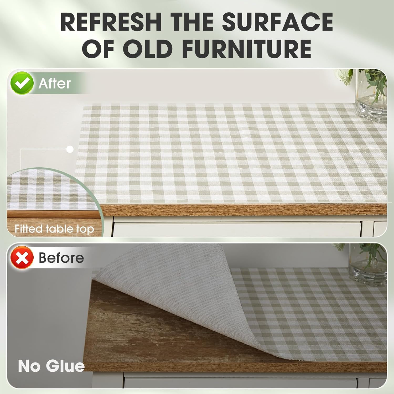 Drawer and Shelf Liner, Non-Slip Kitchen Cabinet Liners Non-Adhesive Thick Strong Grip Waterproof Washable Mats Protect Dresser Shelves Cupboard Bathroom Cabinets, Yellow Plaid, 18 in X 10 FT