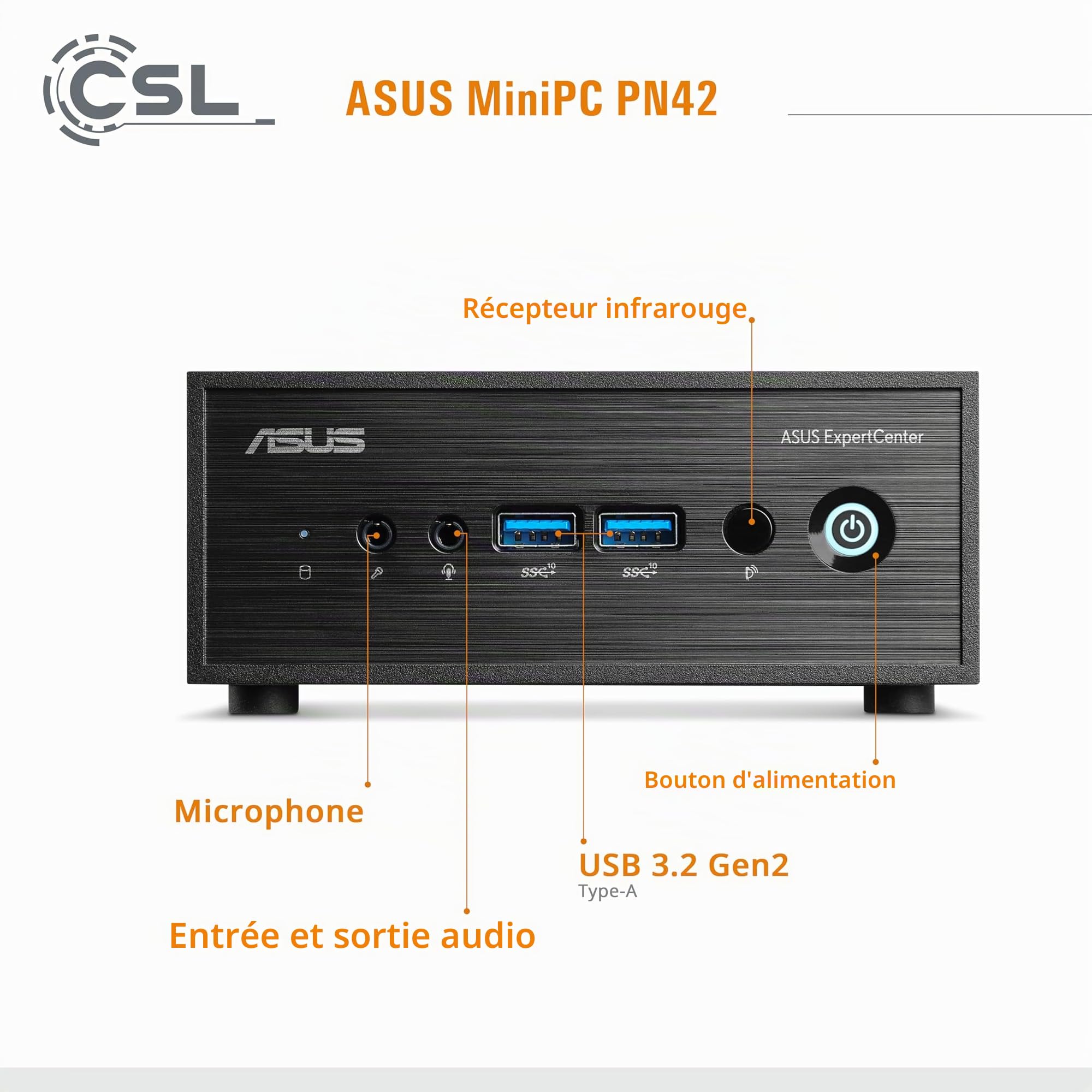 Mini PC ASUS PN42 avec Windows 11 Famille, Intel N100 4X 3400 MHz Turbo, 1000 Go M.2 SSD, 16 Go DDR4-RAM, Intel UHD, HDMI 2.0, DP 1.4, USB 3.2, BT 5.1, WLAN