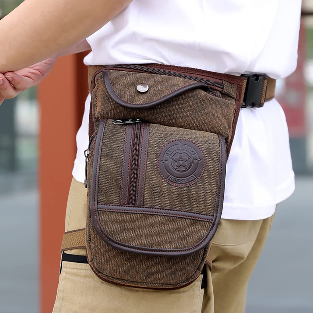 Sac à Jambe pour Hommes, Pochette de Jambe pour Hommes - Deux Poches à Fermeture éclair randonnées en randonnée Fanny avec Ceinture de Taille | Équipement de Moto pour Cartes de Portefeuille