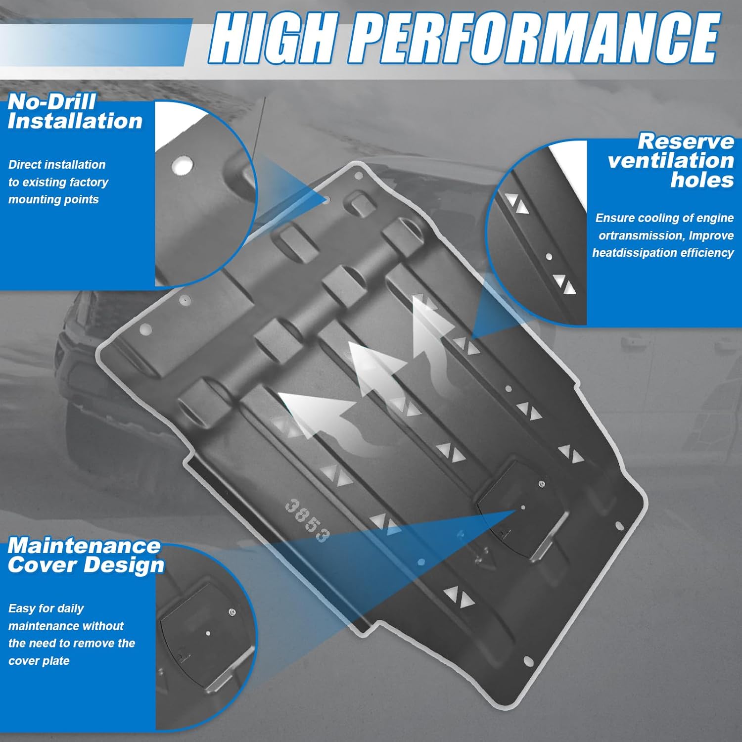 2025 Upgrade Transmission Skid Plate Splash Shield Guard Compatible with 2015-2022 Ford F150 3D Manganese Steel Panel Replace OEM Diaper