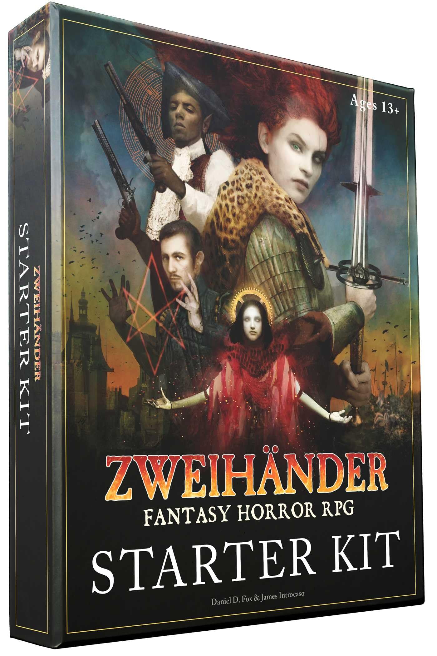 Zweihander Fantasy Horror Rpg: Starter Kit: Includes Rulebooks, Dice, Folding Gamemaster's Screen, Folding Art Poster & Village Map, 13 Folios, 9 Tokens, 18 Trackers, 72 Cards