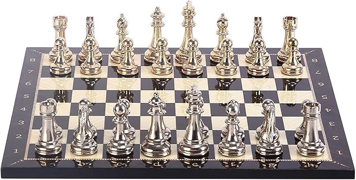 GiftHome Classic Chess Set for Adults Handmade Pieces and Walnut Patterned Wood Chess Board King 2.96 inc
