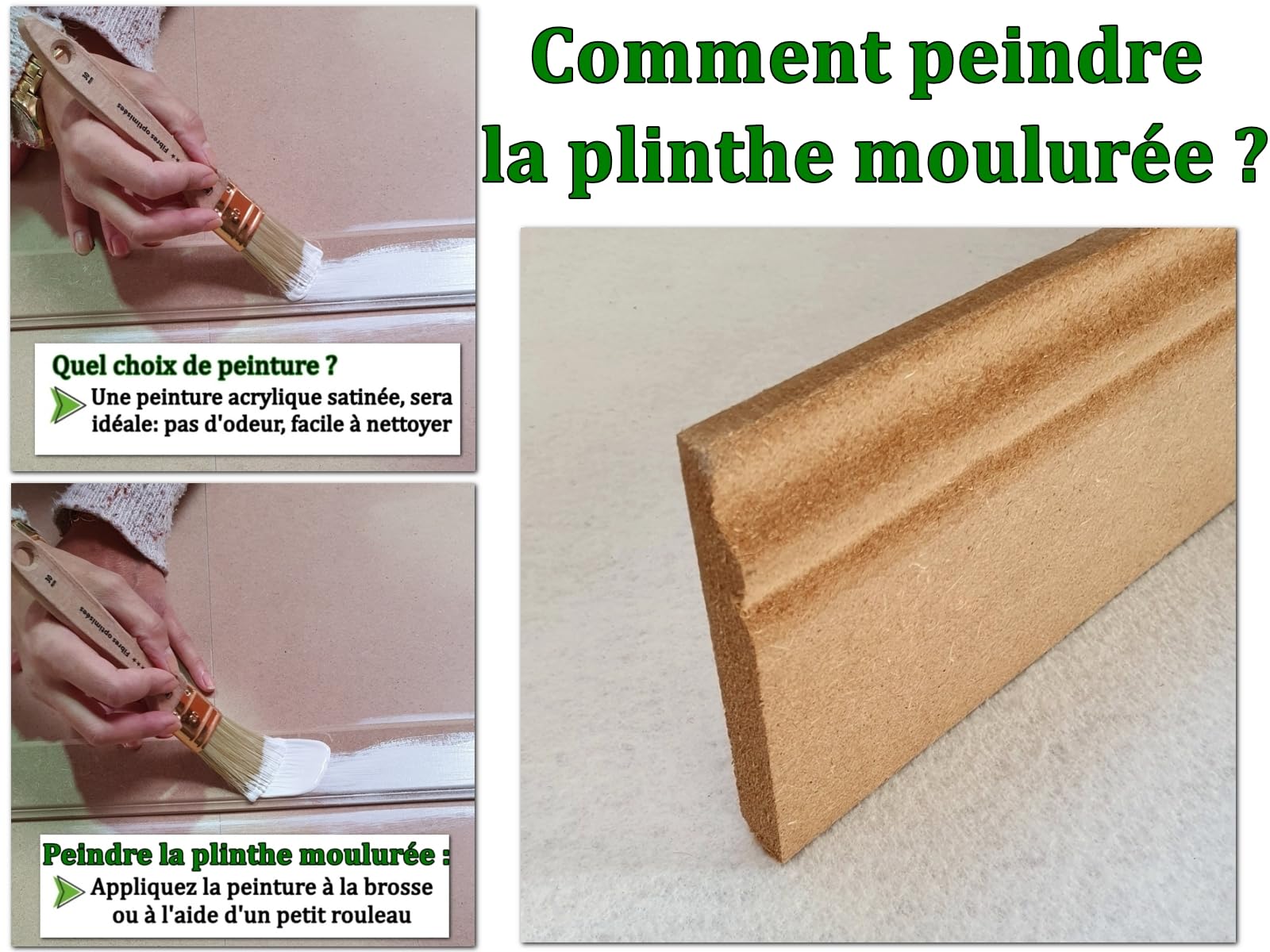 MadeInNature Battiscopa modellata per dipingere, in legno MDF naturale, battiscopa per modanatura stile Luigi XV, altezza 10.8 cm, fabbricazione francese, lunghezza a scelta (naturale, 20 metri)